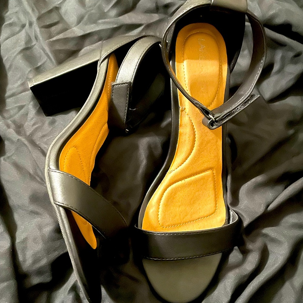 Ankle Strap heels - Black Faux Leather